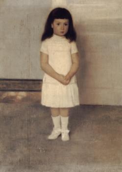 Fernand Khnopff : A Portrait of a Standing Girl in White